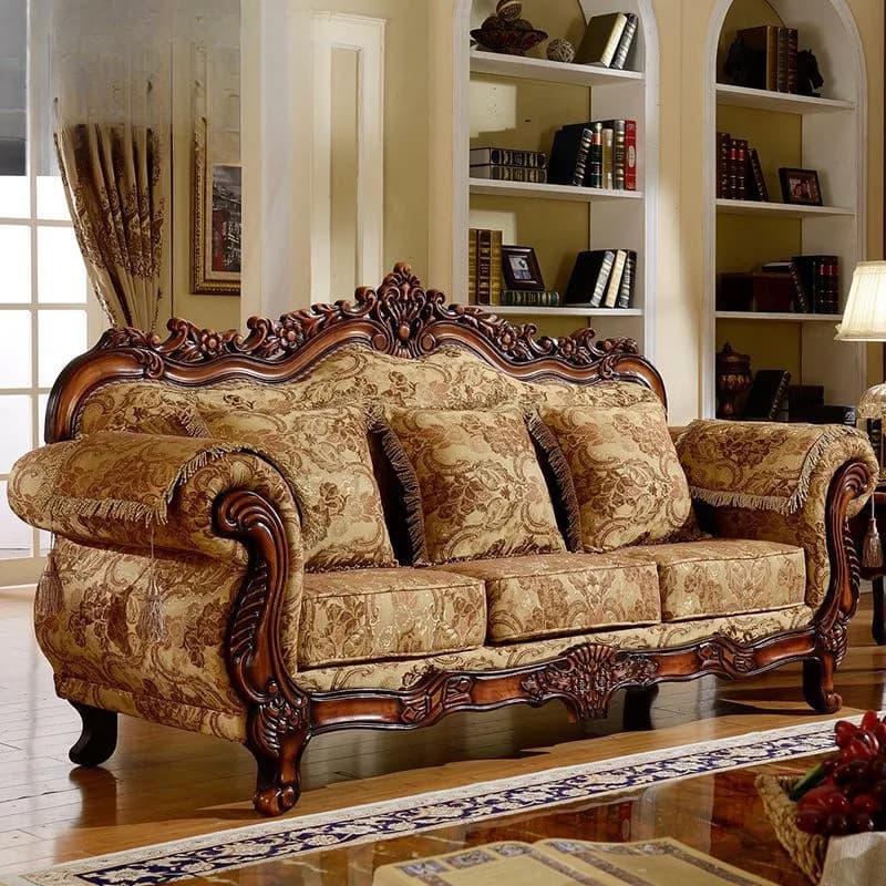 H1 sofa 123 combination living room solid wood rural high-end fabric sofa size apartment luxury furniture