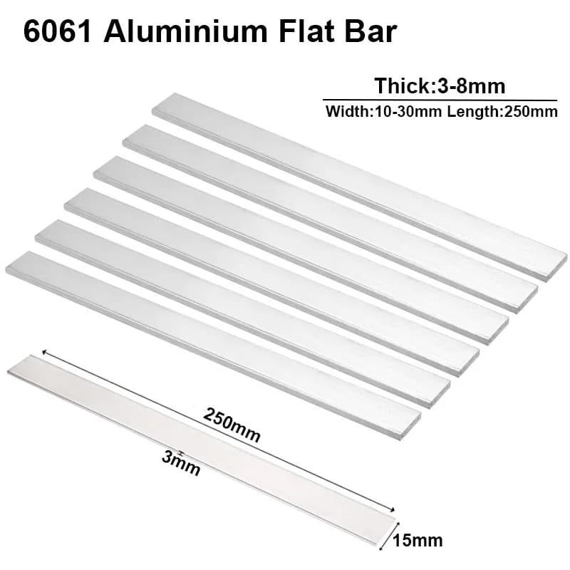 1pcs 6061 Aluminum Alloy Flat Bar Thickness 3 4 5 6 8mmWidth 10 15 20 25 30mm Length 250mm