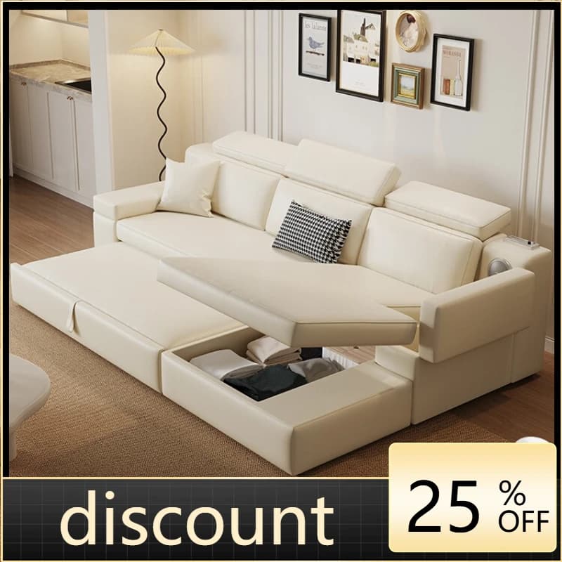 LH sofa bed folding dual-purpose small apartment sofa cream wind living room sitting and lying dual-purpose