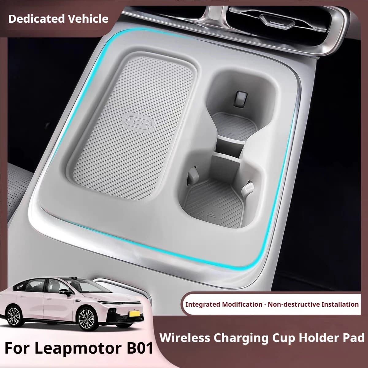 For Leapmotor B01 2024 2025 2026 Car Central Control Wireless Charging protective Pad Silicone Pad Water Cup Holder  Accessories