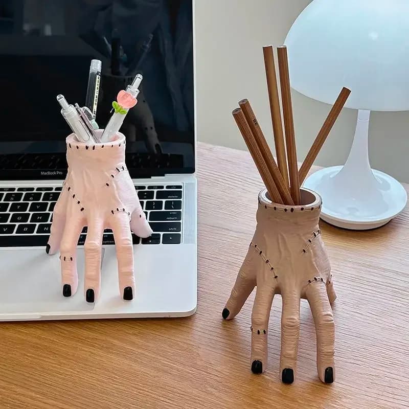 3/5 pcs Halloween Resin Hand Pen Holder Broken Palm Horror Statue Pencil Makeup Brush Storage Desktop Party Decor Gift