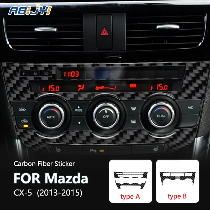 For Mazda CX-5 2013-2015 Accessories Carbon Fiber Style Interior Air Conditioning Control Panel Cover Trim Sticker Decoration