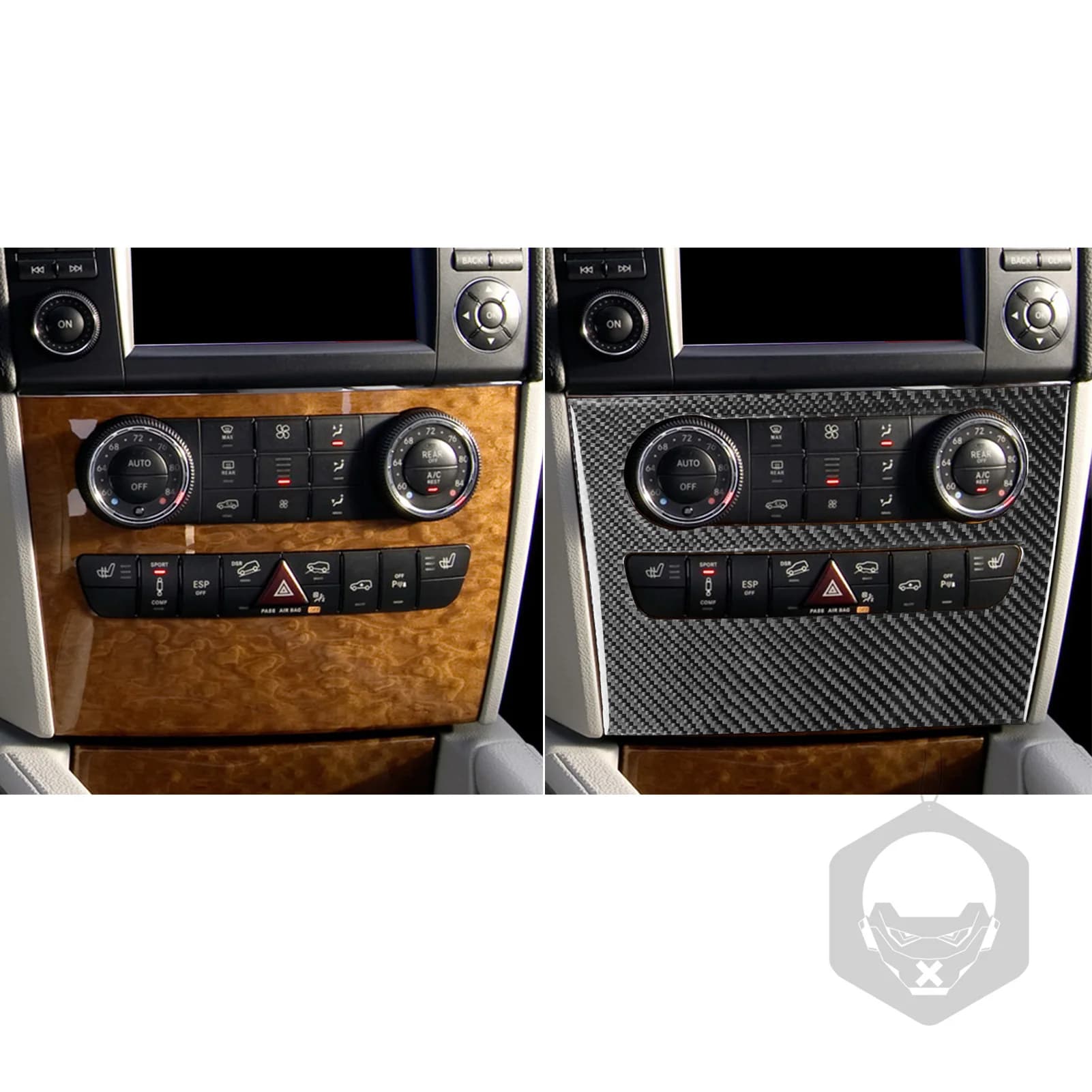 For Benz M-class W164 2005-2011Carbon Fiber Central Air Conditioner AC Control Panel Trim Cover Interior Car Accessories Sticker