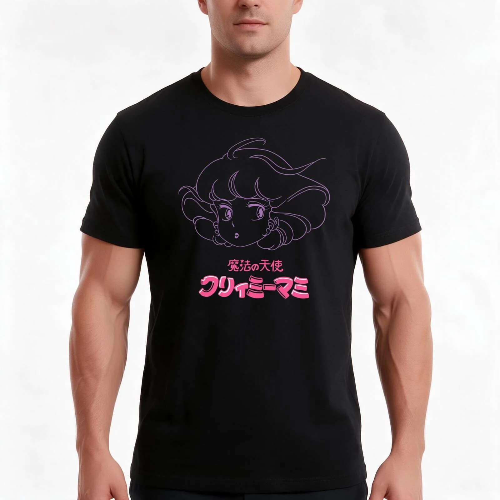 Creamy mami face logo T-Shirt, Summer Casual Cotton Tee, Oversized Streetwear Tops, Vintage Graphic Print, Unisex Men Women