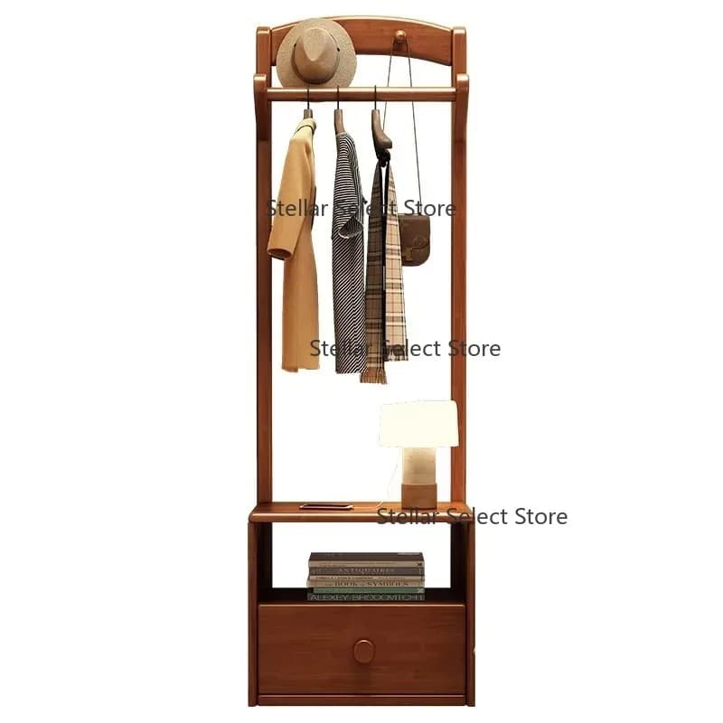 Solid wood floor bedside table hanger integrated bedroom storage