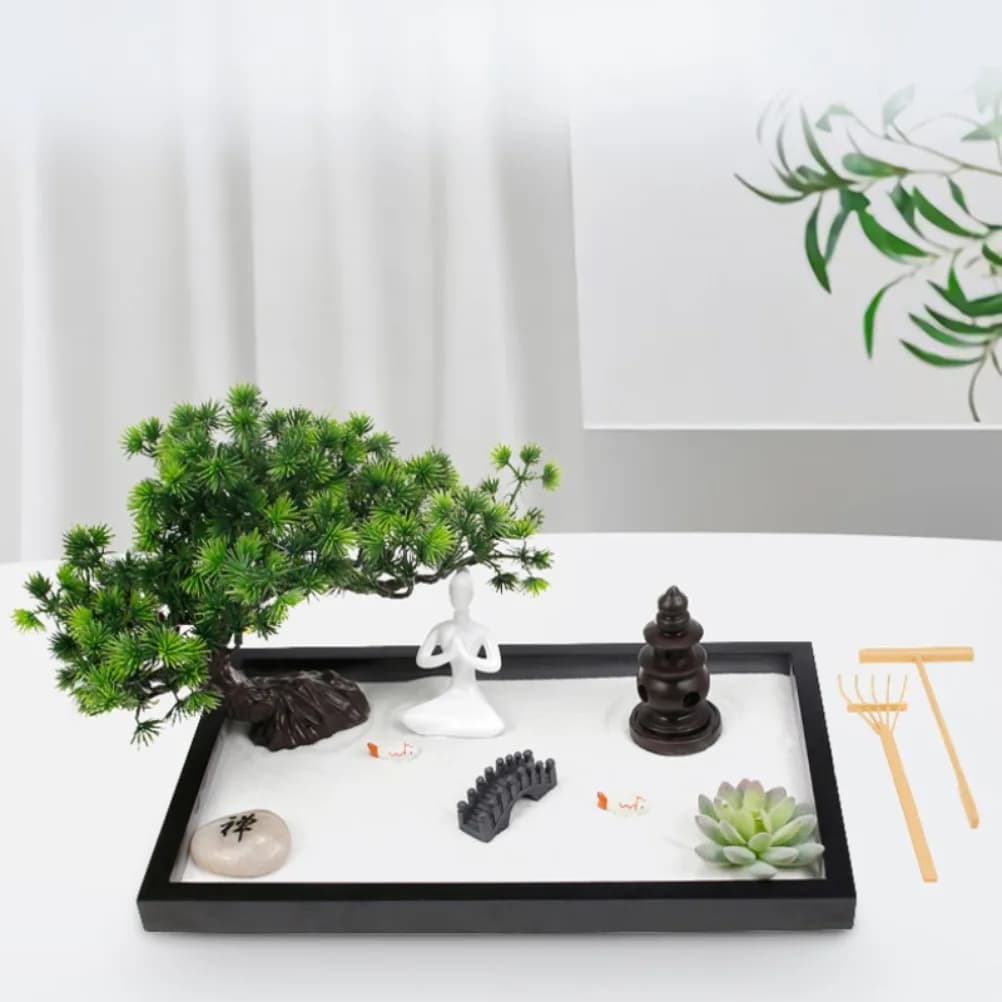 Mini Zen Garden Kit Meditation & Relaxation Desk Sand Art Durable Design Home Decor Items Festival Gifts