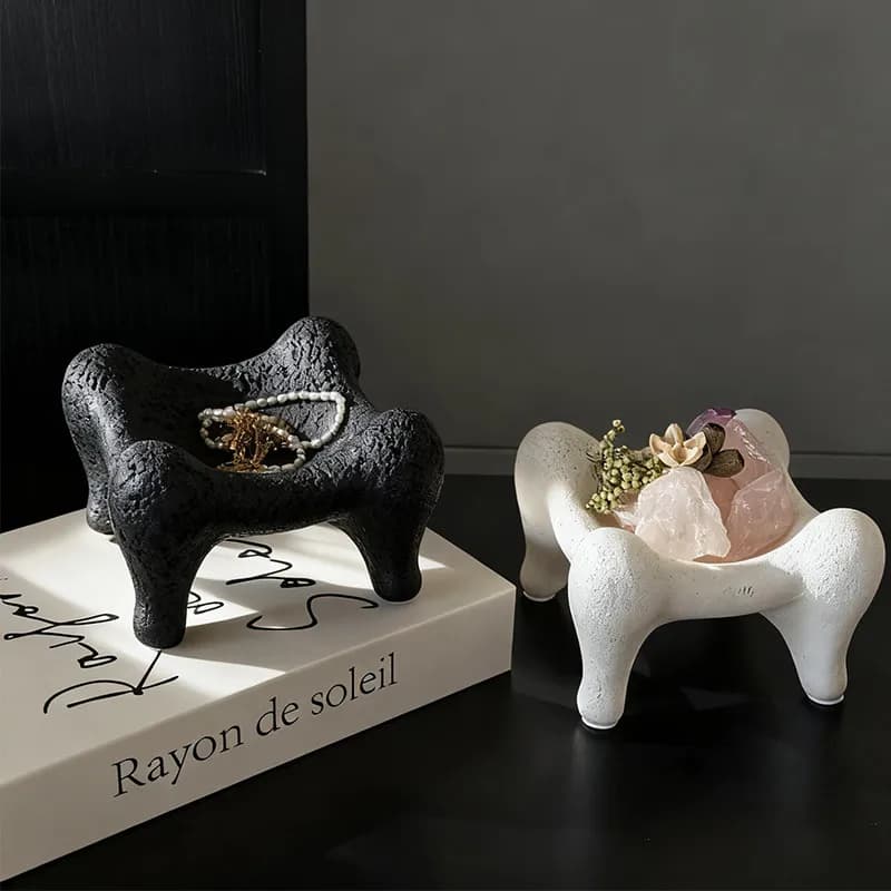 Artisanal Ceramic Aromatherapy Tray Crystal Stone Essential Oil Diffuser Holder Elegant Jewelry Organizer Mini Display Dishs