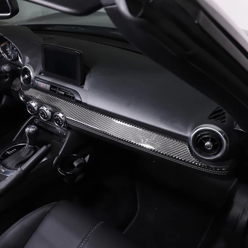 For Mazda MX-5 2016-2024 Soft Carbon Fiber Car Center Control Dashboard Decorative Strip Sticker Interior Car Accessories
