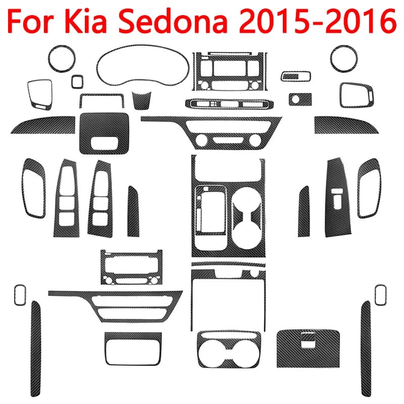 For KIA Sedona 2015 2016 Car Interior Decorative Accessories Carbon Fiber Interior Black Interior Parts Styling Stickers