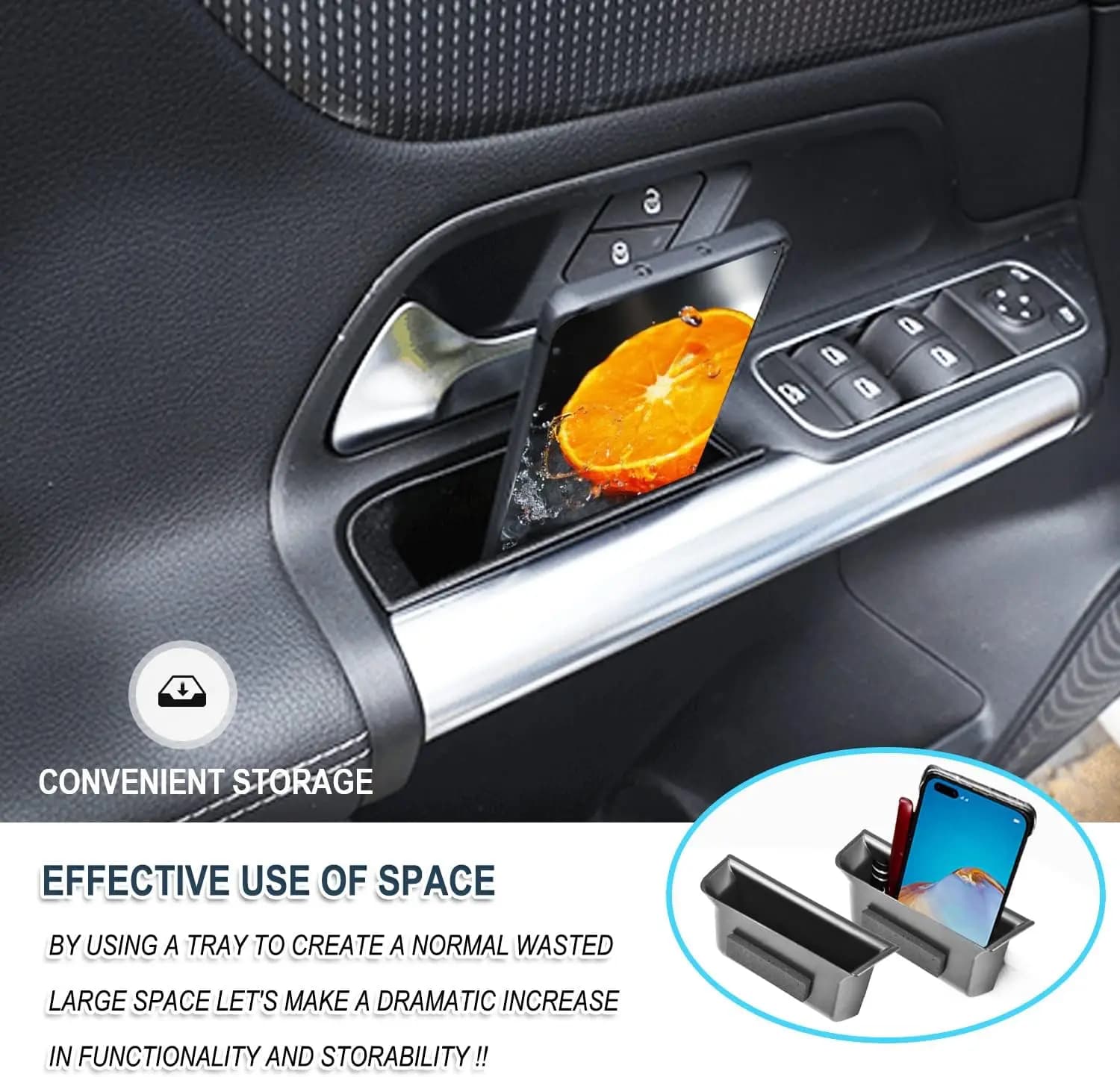 2Pcs For Mercedes Benz EQA EQB GLB GLA B Class W247 X247 H247 2020 - 2024 Car Door Storage Box Bag Handle Interior Accessories