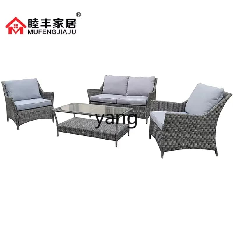 Ltt rattan outdoor chair sofa combination five-piece set with storage ice bucket coffee table