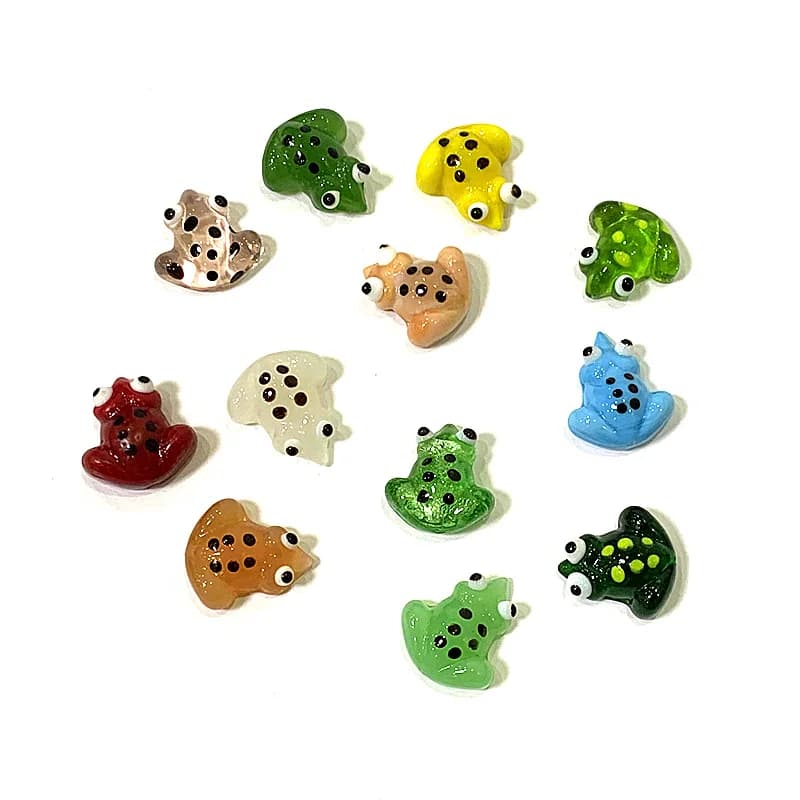 2pcs Mini Glass Frog Figurine Cute Animal Ornaments Home Desktop Fairy Garden Micro Landscape Aquarium Bonsai Decor Accessories