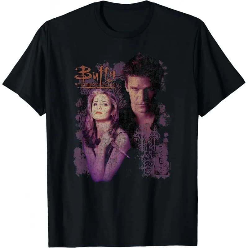 Buffy and Angel 0423 The Vampire Slayer Gift t shirt 100% cotton tee Crew Neck Short Sleeve Graphic clothes All size tops S-6XL