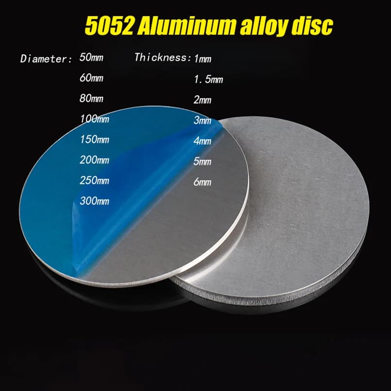 5052 Circular Aluminum Plate, Aluminum Disc DIY CNC Metal Disc Thk0.5/1.5/2/3/4/5/6mm Dia50-300mm Customize Laser