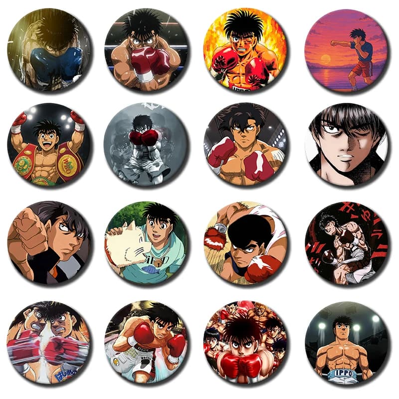 COOL Anime Hajime No Ippo Lapel Pin Plastic Round Brooch Makunouchi Cartoon Cosplay Badge Bag Hat Shoes Jewelry Accessories Gift