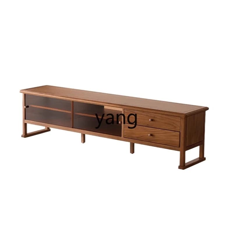 LMM， Solid Wood TV Cabinet Storage Small Apartment Living Room Elm Wood Floor Cabinet