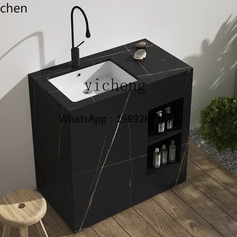 w8-ABB  sink balcony rock slab column basin bathroom integrated washbasin courtyard outdoor washbasin