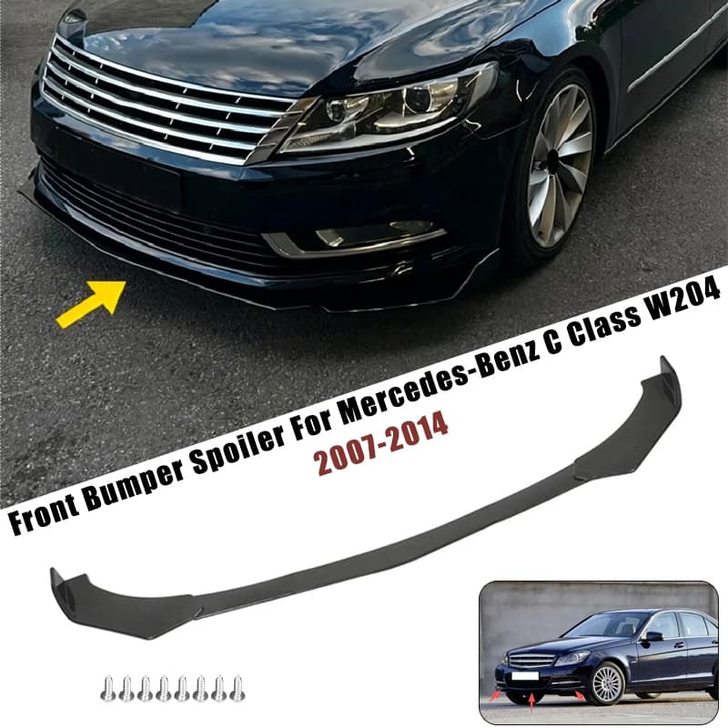 Sport Front Bumper Splitter Spoiler Lip For Mercedes-Benz C Class W204 2007-2014 5Pcs Adjustable Sectional Car Tuning Body Kit