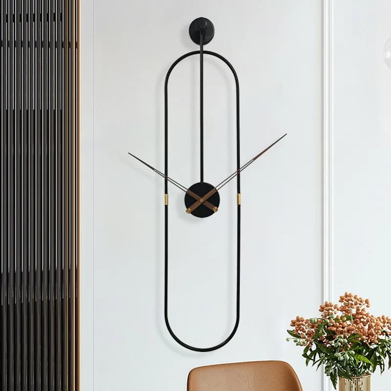 Modern Art Wall Clock Home Living BedRoom Decor Watch Clock Simple Oval Metal Wall Clock Restaurant Creativity Wall Clocks