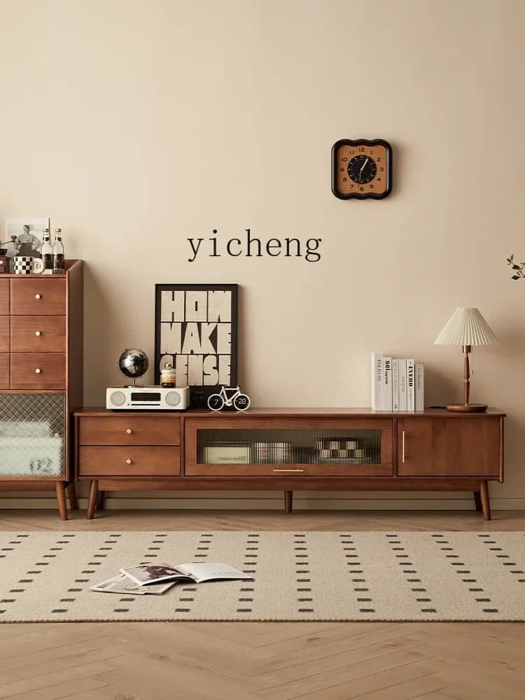 living room household storage locker integrated solid wood small apartment coffee table TV cabinet