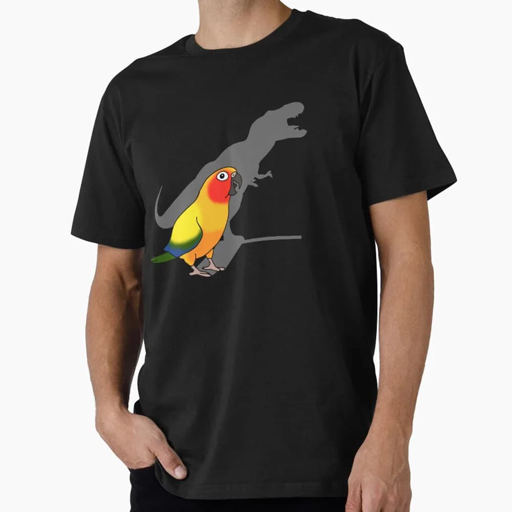 t-rex shadow - sun conure Funny Parrot Gift T-Shirt for Birds Lover Short Sleeve Graphic Clothes All Size Tee S-6XL