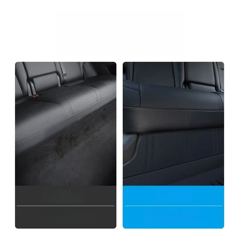 Rear Seat Guard +Welcome Pedal Trim for Tesla Model Y 20-24 Under Rear Seat Side TPE Full Anti-Kick Protective Pad 4PCS