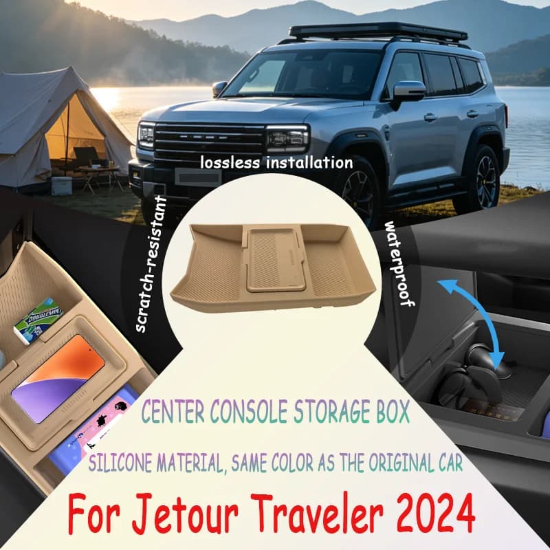 For Jetour Traveler 2024 Center Console Lower Storage Box, Drop-in Organizer Tray, Sunglasses Holder, Car Accessory