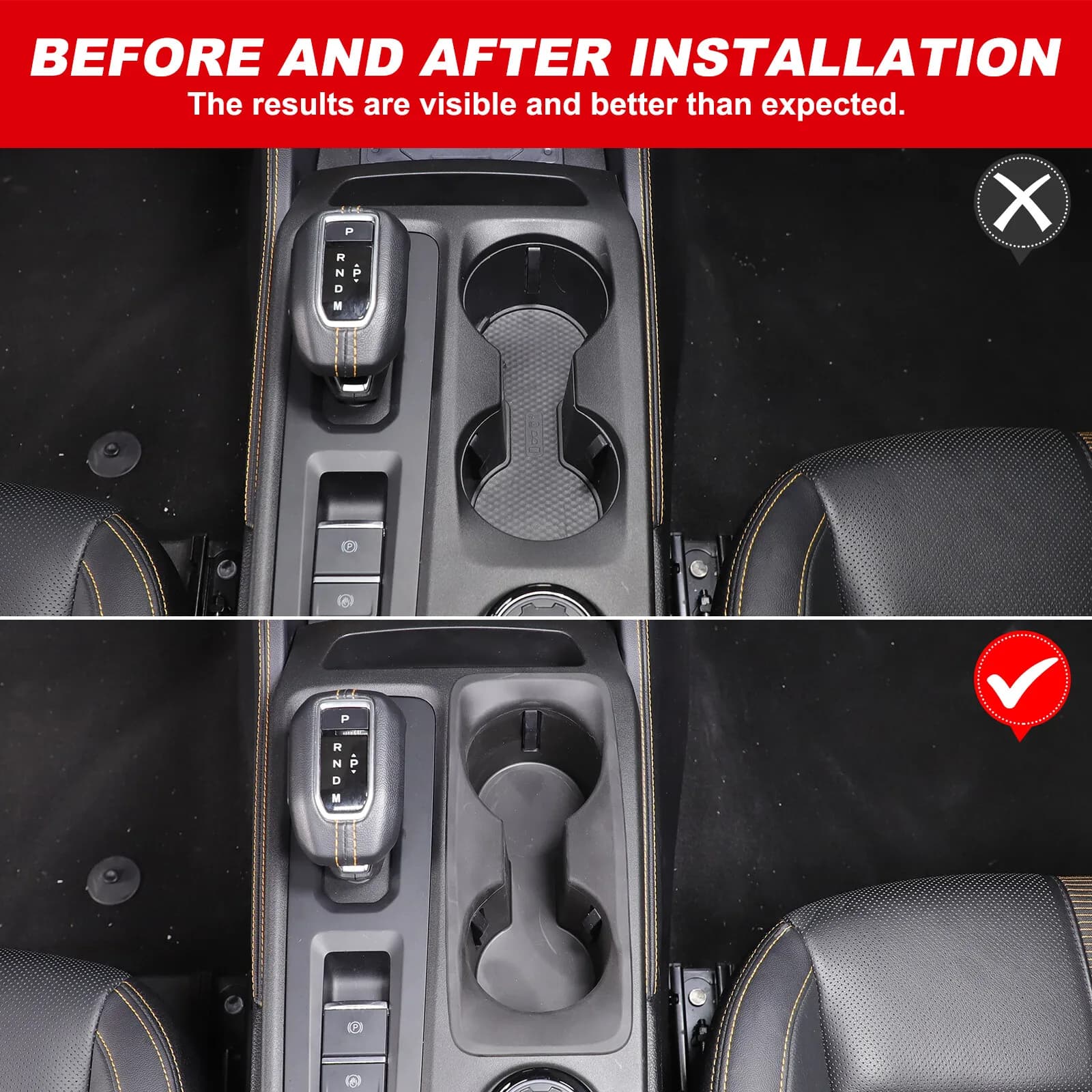 1PCS TPE Black Car Center Console Cup Holder For Ford Ranger 2023 2024 2025 Car Beverage Mount Protection Accessories