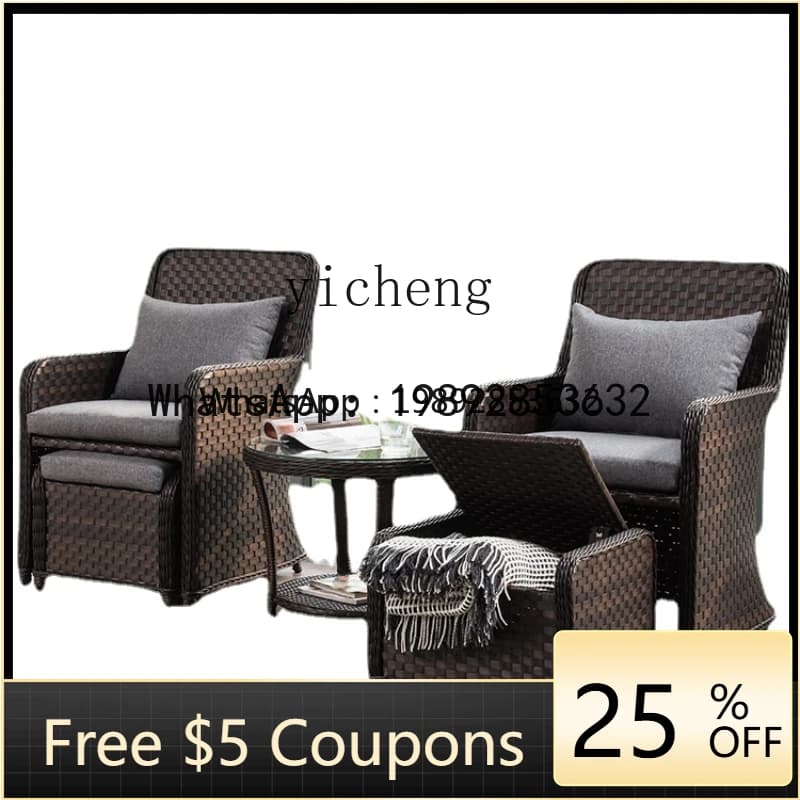 AAB Balcony Leisure Table and Chair Outdoor Rattan Chair Three-Piece Indoor Living Room Leisure Chair Small Sofa