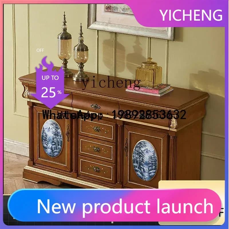 X1 new Chinese-style entrance cabinet foyer custom-painted classical decorative cabinet solid wood dining side white