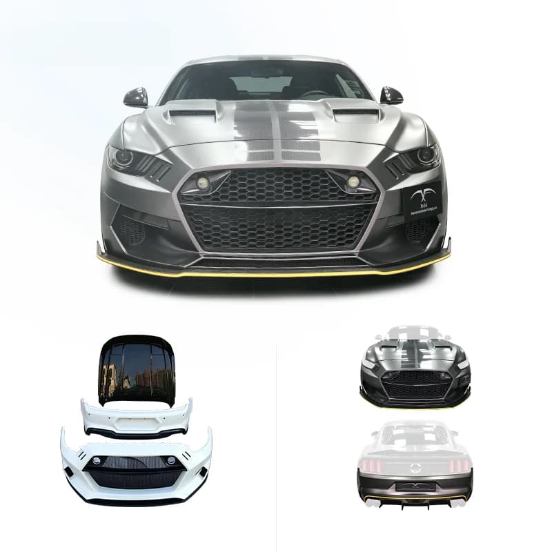 High Quality Carbon Fiber Wide Body Kit Upgrade Bumpers Hood Rear Diffuser Decorative Accessories Fit for Mustang