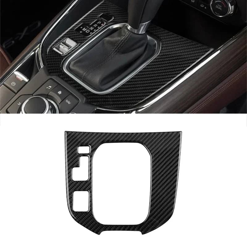 Carbon Fiber Gear Panel Shift Decor Panel Cover Sticker Decorative Frame For Mazda CX-9 CX9 2016-2023 Car Interior Accessories