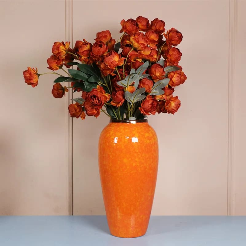 HYS ceramics vase idyllic sun orange tabletop flower pot water raised flowers rich bamboo ornament