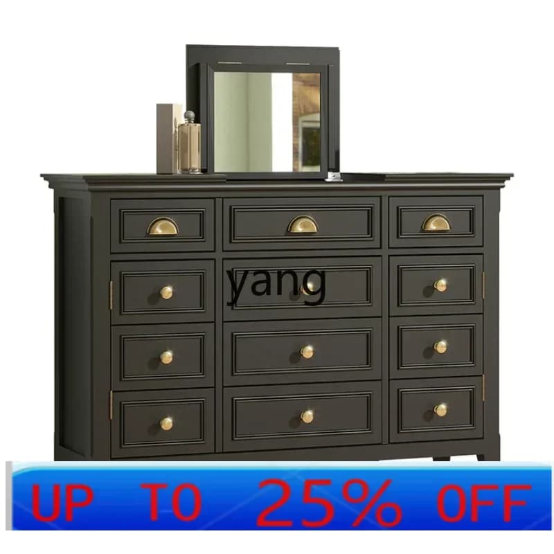 LH  Black Vintage Dressing Table Mid-Ancient Dresser with Lighting Desk Storage Cabinet Integrated