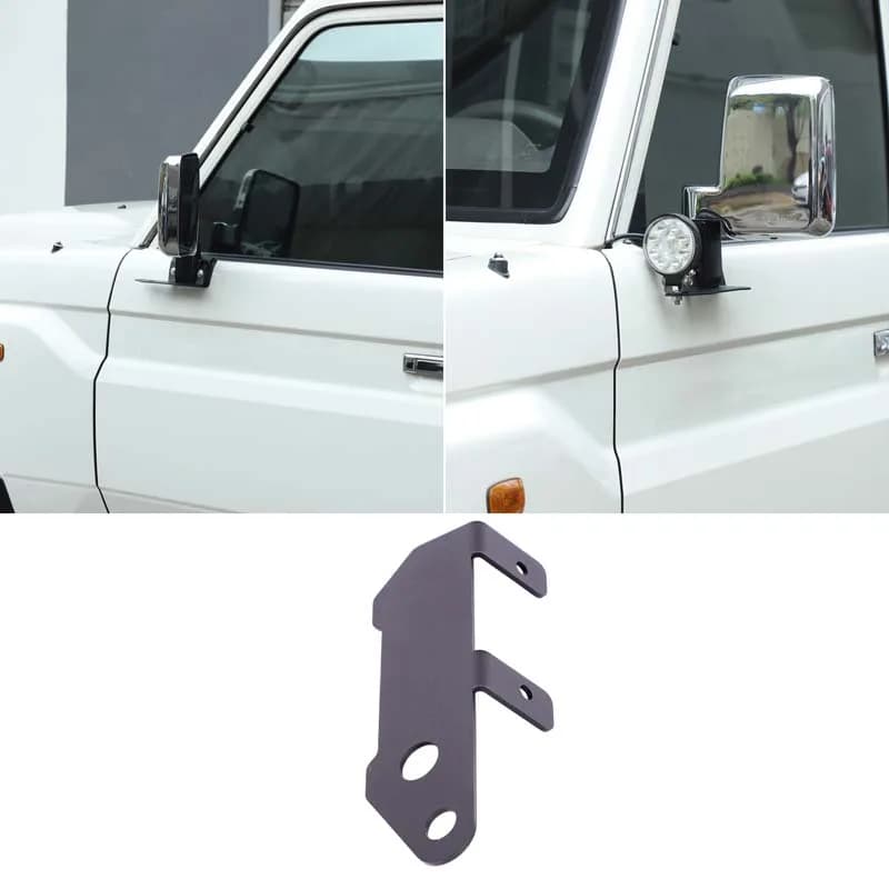 Side Mirror Antenna Light Mount Bracket Carbon Steel Rearview Mirror LED Holder For Toyota Land Cruiser LC71 LC76 LC79 2007-2026