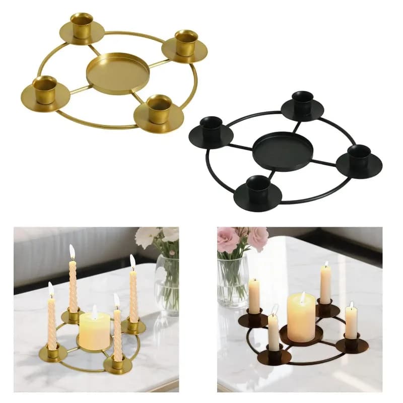 Metal Candle Holder Advent Wreath Ring Contemporary Candelabra Decoration for Home Christmas Table