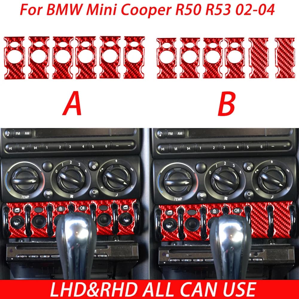 For BMW Mini Cooper R50 R53 2002 2003 2004 Carbon Fiber Buttons Panel Car Interiors Accessories Modifications Decoration Sticker