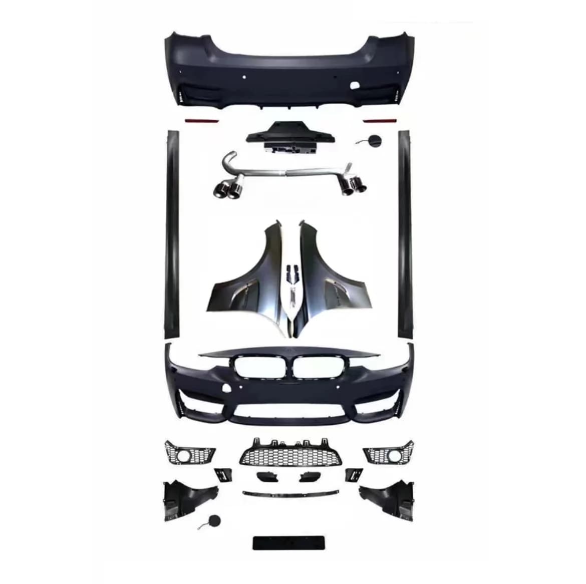 STLF For 3 Series Modification with M3 Large Surround, F30F35 Modification with M3 Front Bumper, Rear Bumper, Grille, Leaf Plate
