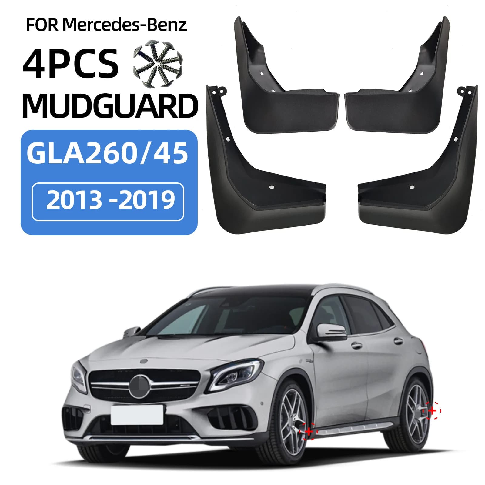 For Mercedes-Benz GLA 260/45 2013-2019 Mud Flaps Mud Guards Splash Guards Wheel Splash Shield Auto Exterior Accessories