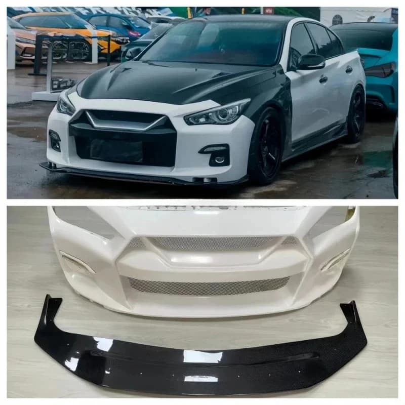 PrimeSelect Selected Durle Car Parts Carbon Fiber Bumper Front Lip Body Kit Fit Q QS QL