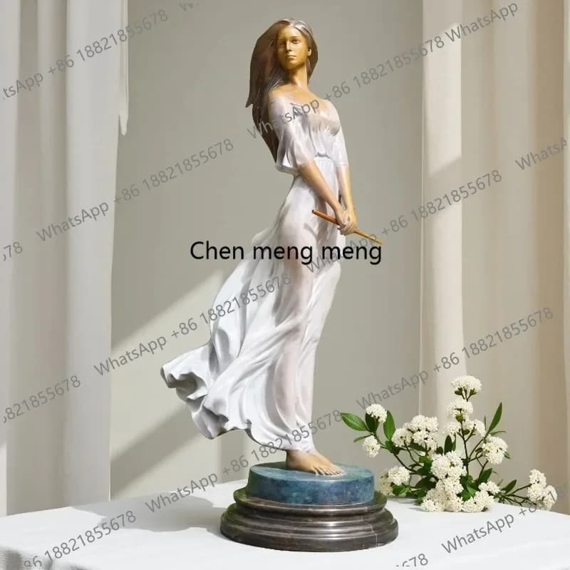 E182 70cm Beautiful Luo Li Rong Bronze Sculpture Bronze Pretty Lady Statue Famous Sexy Female Sculpture For Home Decor Large Cra