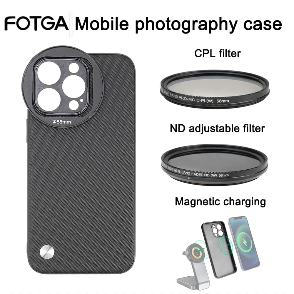 58MM Thread Interface Filter Ring Adapter Phone Case For Universal ND CPL Filter For Iphone 16 Pro Max For Iphone 15 Pro Phone