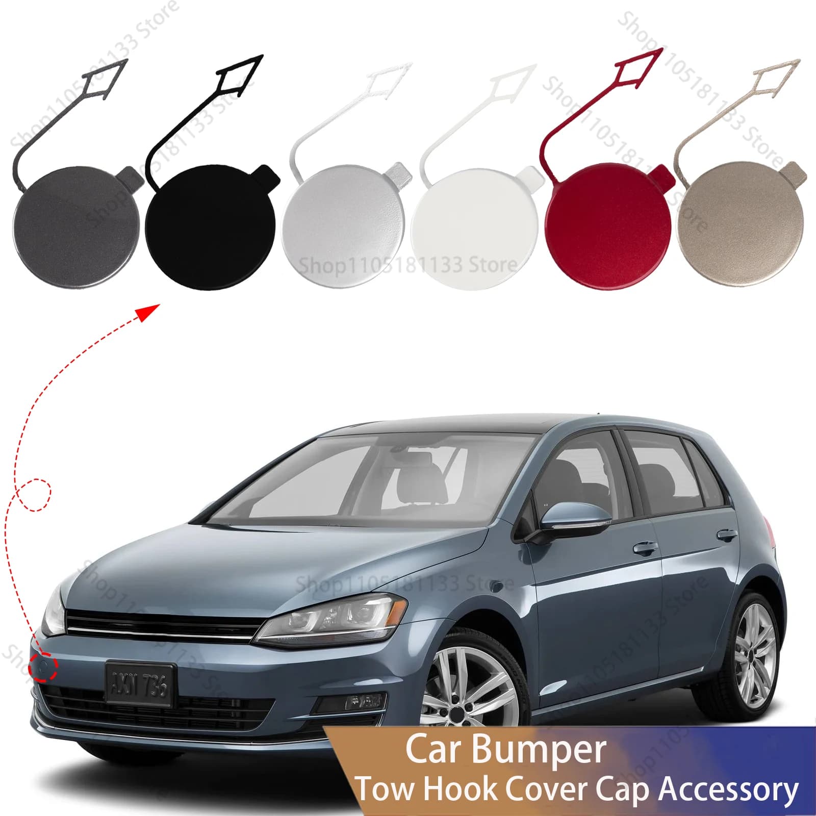 For VW Golf MK7 Front Tow Hook Cover Cap Towing Eye Exact Fit for 2013-2017 Golf VII Hatchback Models OEM 5G0807241 & 5GG807241