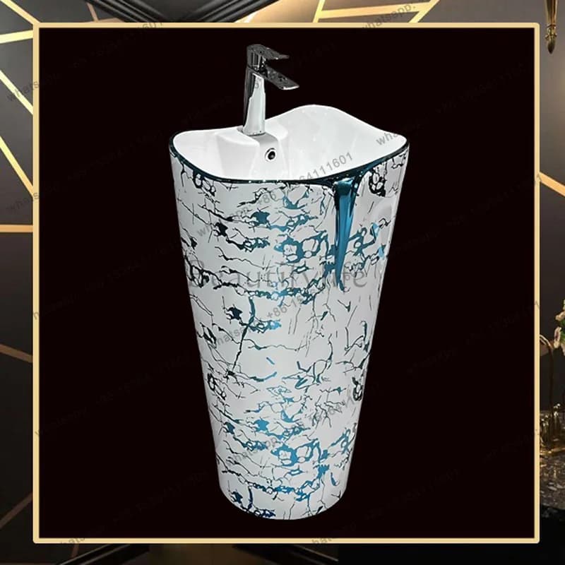 Color gold integrated column basin, electroplated gold floor gold face washing column basin