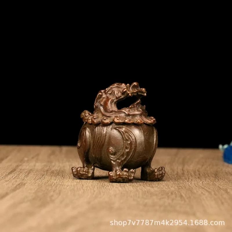 Brass alloy craft lion censer home living room decorative ornament