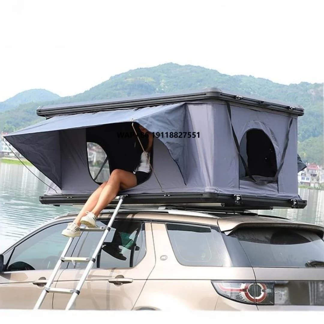 3-4 Person Camping 4x4 Waterproof Roof Aluminum Shell Car Roof Tent Hard Shell Roof Tent
