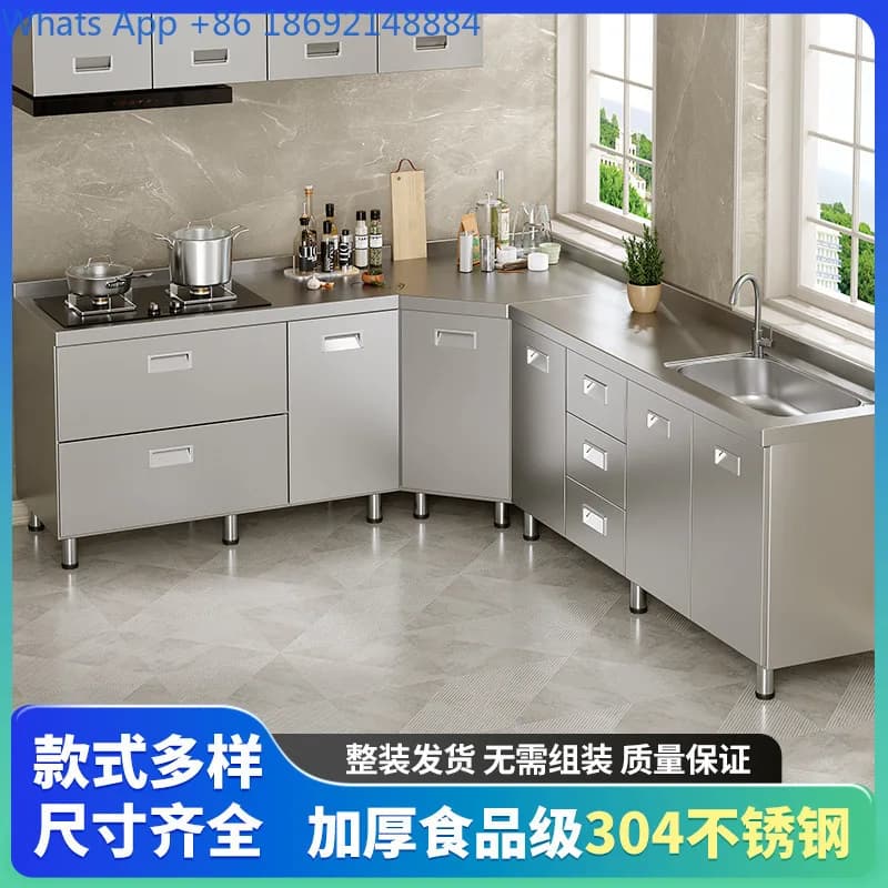 304 Stainless Steel Thickened Cabinet Household Kitchen Bowl Cabinet Economical Overall Dining Cabinet