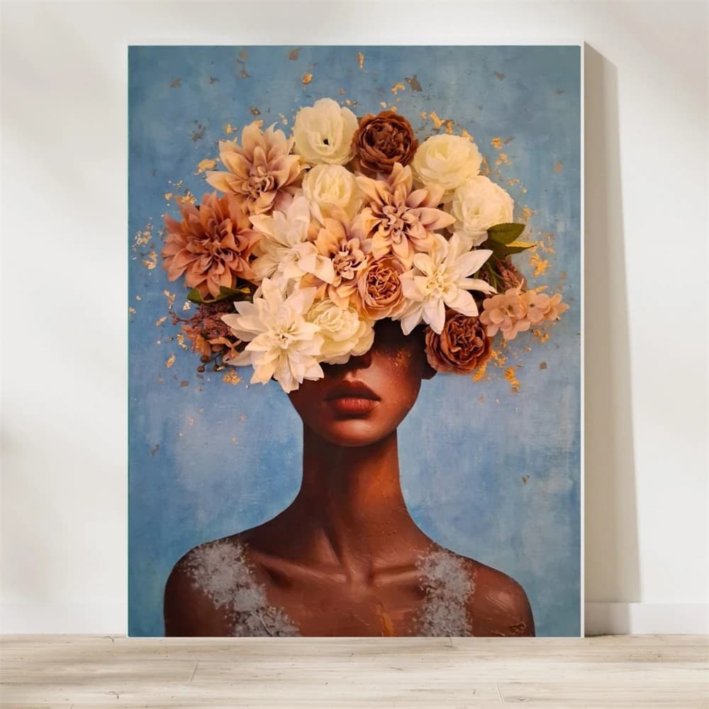Abstract Butterfly Queen Art Poster Surreal Fantasy Portrait Wall Art Flowers Prints Elegant Nature Aesthetic Bedroom Decor