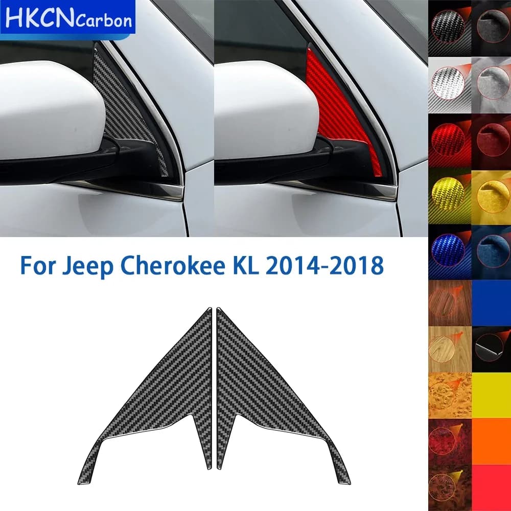 For Jeep Cherokee KL 2014-2018 Accessories Real Soft Carbon Fiber Car Window Both Sides A-pillar Column Panel Cover Trim Sticker