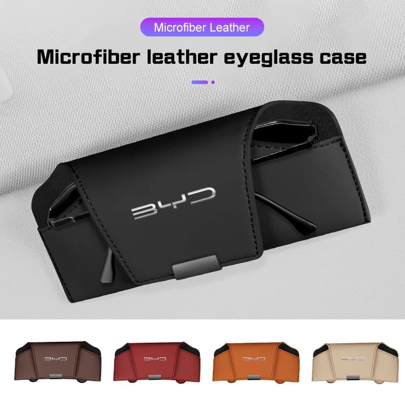 Sunglasses Box Magnetic Leather Car Visor Glasses Case For BYD Song Plus Yuan Pro Tang EV F0 F3 Han Glasses Case Car Accessories